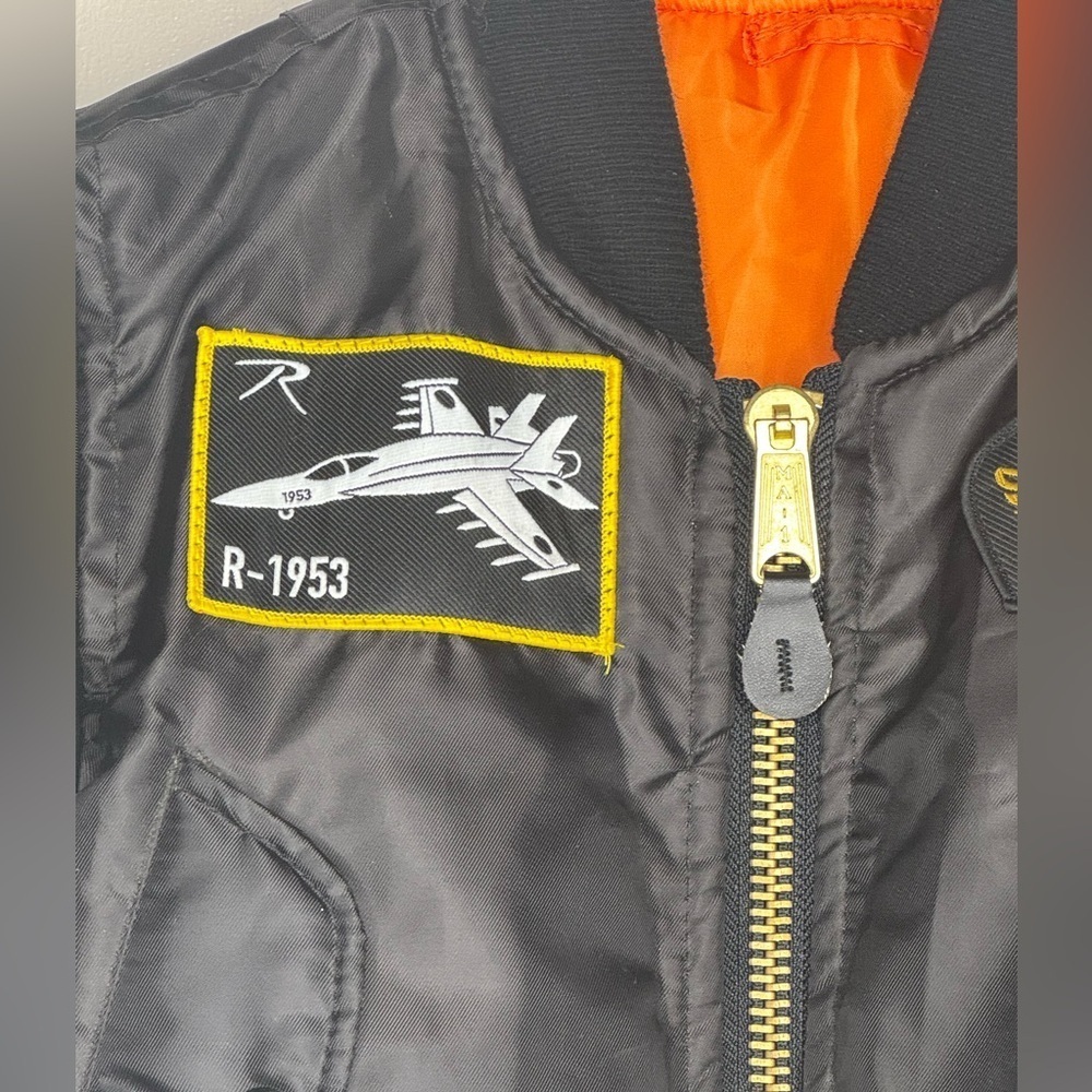 Kids Fighter Pilot Black Jacket-reversible - Picture 3 of 12
